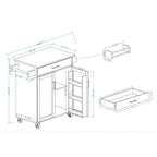 Kitchen Island Rolling Trolley Cart with Drawer, Doors, Storage Racks, Adjustable Shelves
