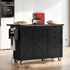 54.5Wood Rolling Kitchen Island w/ Power Outlet,Internal Storage Rack