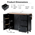 54.5Wood Rolling Kitchen Island w/ Power Outlet,Internal Storage Rack