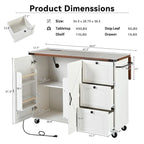 54.5Wood Rolling Kitchen Island w/ Power Outlet,Internal Storage Rack
