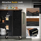 54.5Wood Rolling Kitchen Island w/ Power Outlet,Internal Storage Rack