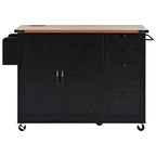54.5Wood Rolling Kitchen Island w/ Power Outlet,Internal Storage Rack