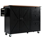 54.5Wood Rolling Kitchen Island w/ Power Outlet,Internal Storage Rack