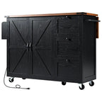 54.5Wood Rolling Kitchen Island w/ Power Outlet,Internal Storage Rack