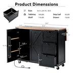 Farmhouse Kitchen Island with Power Outlet and Rolling Cart