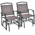 2PCS Patio Glider Set Single Rocking Chair Heavy-Duty Metal Frame