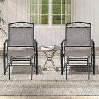 2PCS Patio Glider Set Single Rocking Chair Heavy-Duty Metal Frame