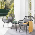 3 Piece Patio Bistro Set, Wicker Outdoor Patio Set with Enhanced Comfort Seating, Round Glass Top Coffee Side Table