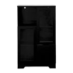 Wooden Floor Cabinet with 2 Glass Doors and 2 Storage Space