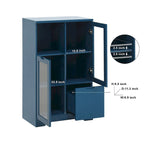 Wooden Floor Cabinet with 2 Glass Doors and 2 Storage Space