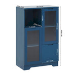 Wooden Floor Cabinet with 2 Glass Doors and 2 Storage Space