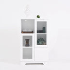 Wooden Floor Cabinet with 2 Glass Doors and 2 Storage Space