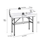 Portable Two-Tier Ice Table Folding Ice Cooler Table with Drain and Detachable Skirt