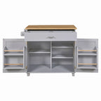 39W Kitchen Island with Storage and Rubber Wood Top - N/A