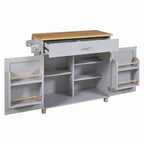39W Kitchen Island with Storage and Rubber Wood Top - N/A