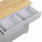 39W Kitchen Island with Storage and Rubber Wood Top - N/A