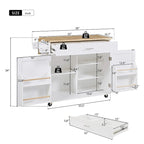 39W Kitchen Island with Storage and Rubber Wood Top - N/A