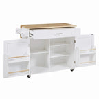 39W Kitchen Island with Storage and Rubber Wood Top - N/A