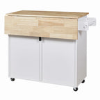 39W Kitchen Island with Storage and Rubber Wood Top - N/A