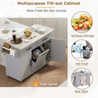 43.8W Kitchen Island with Trash Can Storage Cabinet - N/A