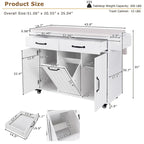 43.8W Kitchen Island with Trash Can Storage Cabinet - N/A