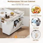 43.8W Kitchen Island with Trash Can Storage Cabinet - N/A