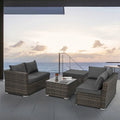 4 Set Wicker PE Wicker Seasonal Sofa with Tempered Glass Coffee Table
