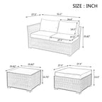 4 Set Wicker PE Wicker Seasonal Sofa with Tempered Glass Coffee Table