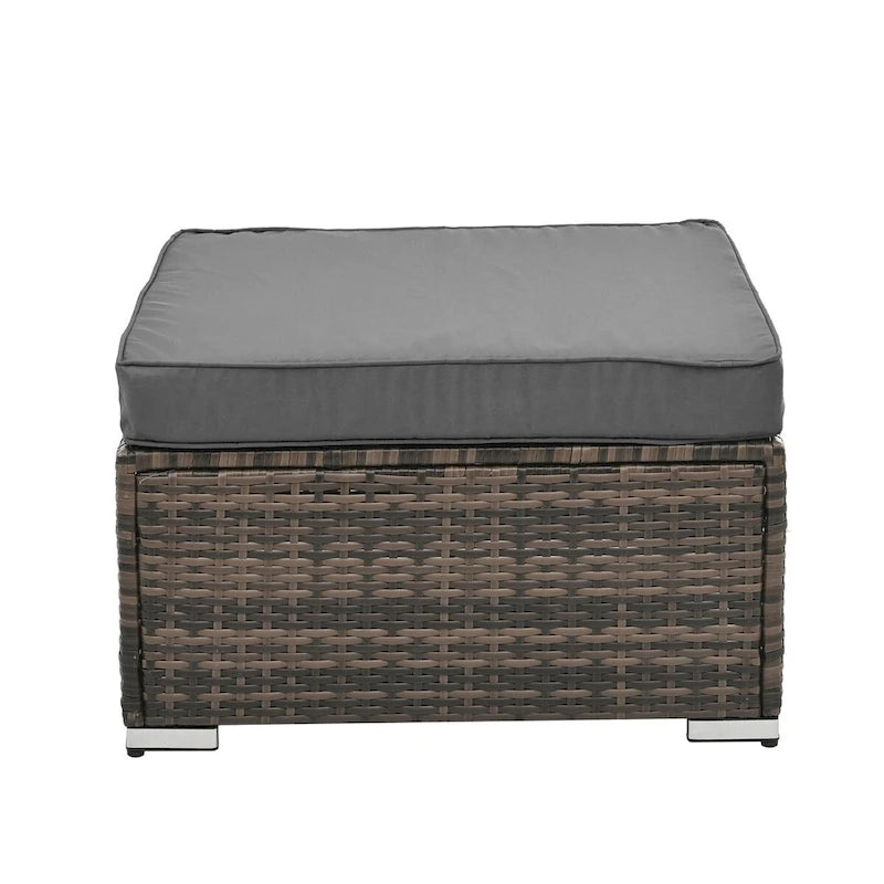 4 Set Wicker PE Wicker Seasonal Sofa with Tempered Glass Coffee Table