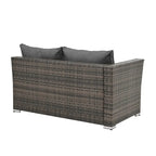 4 Set Wicker PE Wicker Seasonal Sofa with Tempered Glass Coffee Table