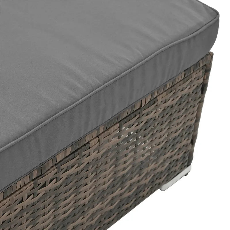 4 Set Wicker PE Wicker Seasonal Sofa with Tempered Glass Coffee Table