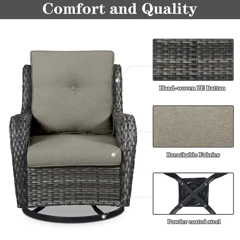 Outdoor Fire Pit Table with Patio Furniture Set - Grey