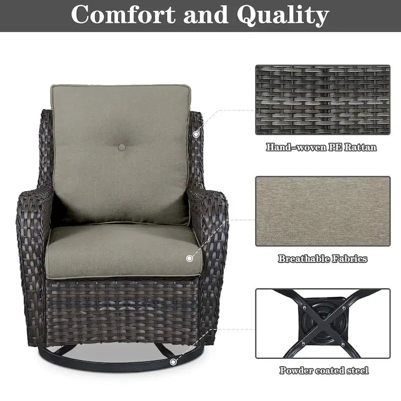 Outdoor Fire Pit Table with Patio Furniture Set - Grey