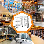 Foldable Utility Silver 3-Tier Service Cart with Wheels Lockable - N/A