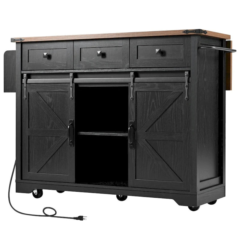 Farmhouse Kitchen Island with Power Outlet