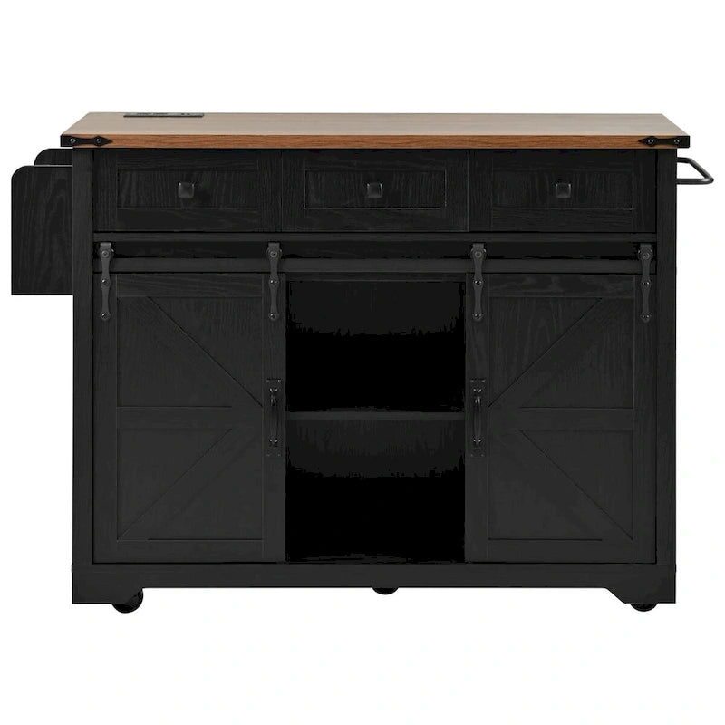 Farmhouse Kitchen Island with Power Outlet