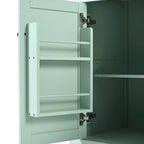 Kitchen Cart with Rubber wood Drop-Leaf Countertop ,Kitchen Island on 5 Wheels with Storage Cabinet and 3 Drawers