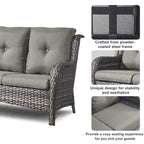 Outside Sofa with Swivel Chair Ottomans Fire Pit Table - Grey