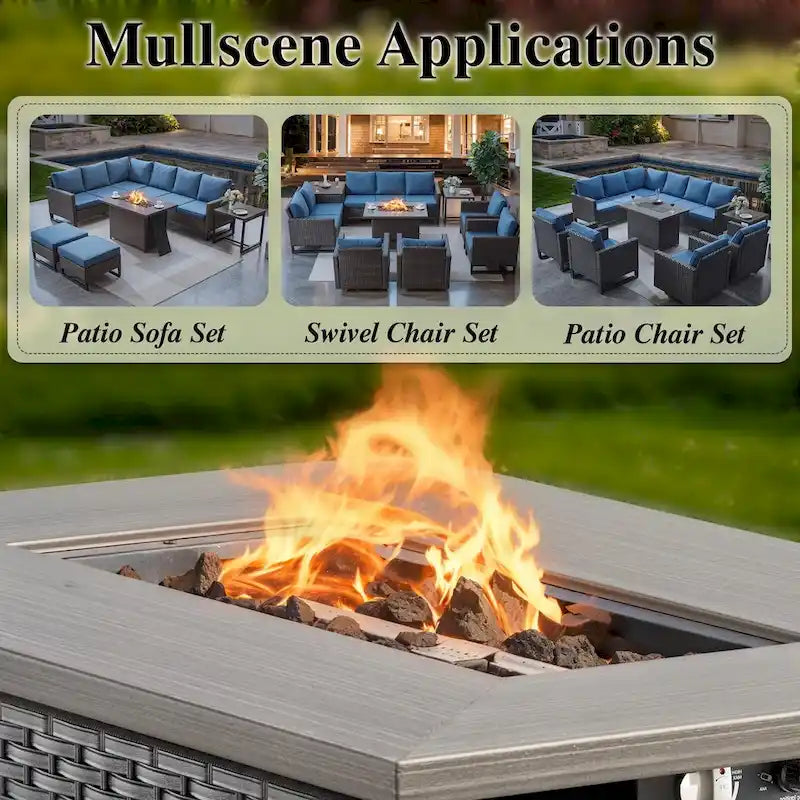 Outside Sofa with Swivel Chair Ottomans Fire Pit Table - Grey