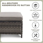 Outside Sofa with Swivel Chair Ottomans Fire Pit Table - Grey