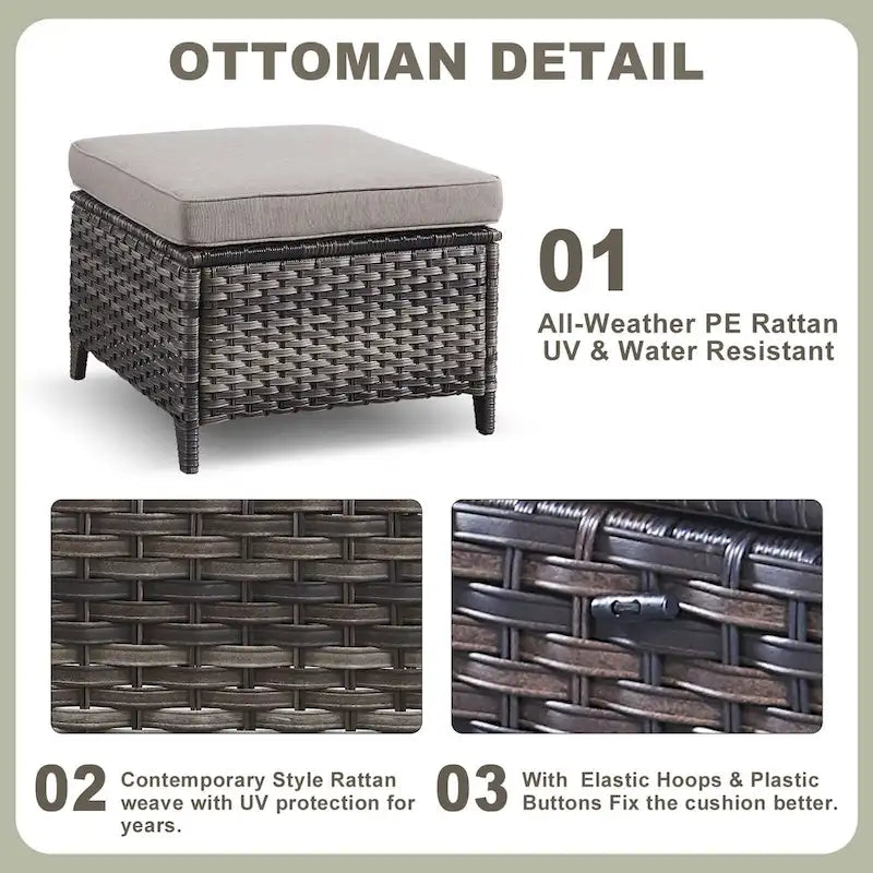 Outside Sofa with Swivel Chair Ottomans Fire Pit Table - Grey